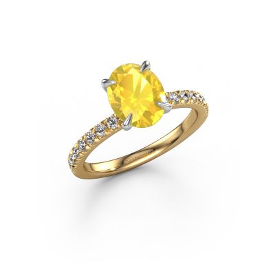 Engagement ring Crystal OVL 2 585 gold yellow sapphire 9x7 mm