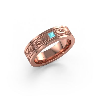 Herrenring Matijs 585 Roségold Blau Topas 3 mm