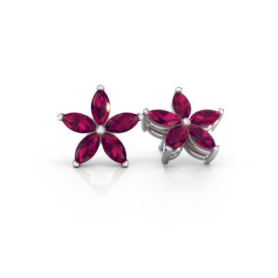 Clous d'oreilles Sylvana 585 or blanc rhodolite 5x2.5 mm