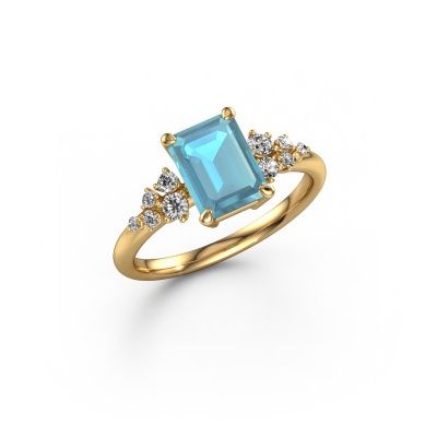 Ring Royce EME 585 gold blue topaz 8x6 mm