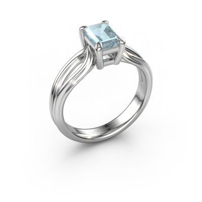 Verlobungsring Antonia eme 1 950 Platin Aquamarin 7x5 mm
