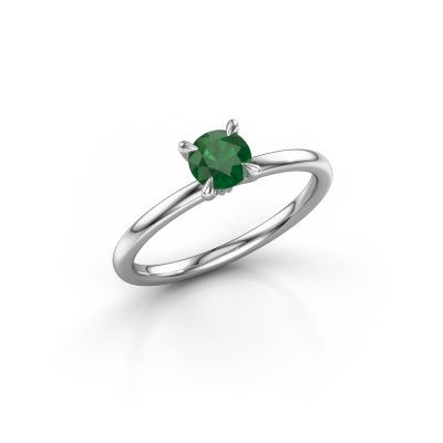Verlovingsring Crystal RND 1 585 witgoud smaragd 5 mm