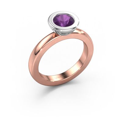 Stacking ring Eloise Round 585 rose gold amethyst 6 mm