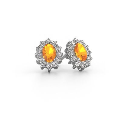 Boucles d'oreilles Margien 585 or blanc citrine 6x4 mm