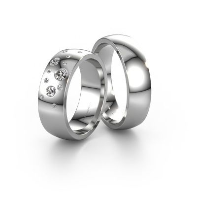 Trauringe set WH0141LM26BP ±6x2 mm 14 Karat Gold Diamant 0.10 crt