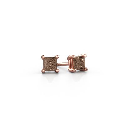 Clous d'oreilles Sam square 585 or rose diamant brun 0.40 crt