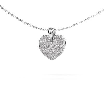 Pendant Heart 5 585 white gold zirconia 0.8 mm