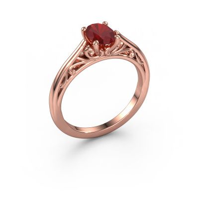Engagement ring Shannon ovl 585 rose gold ruby 7x5 mm
