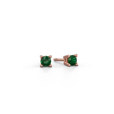 Clous d'oreilles Cather 585 or rose emeraude 4 mm