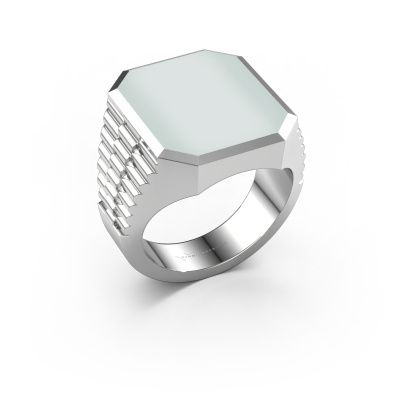 Signet ring Brent 5 950 platinum green sardonyx 18x15 mm