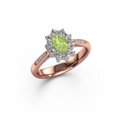 Engagement ring Leesa 2 585 rose gold peridot 6x4 mm
