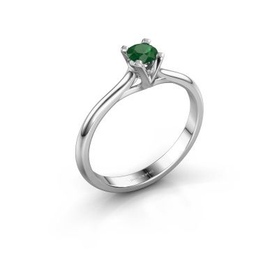 Verlovingsring Isa 1 950 platina smaragd 4 mm