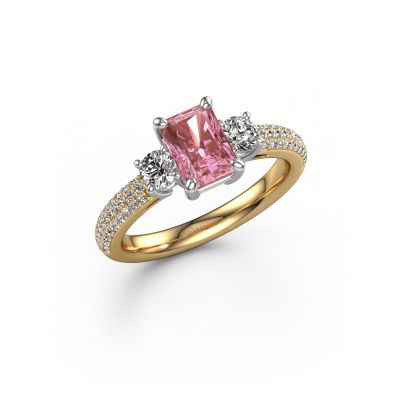 Engagement ring Marielle RAD 585 gold pink lab grown diamond 7x5 mm