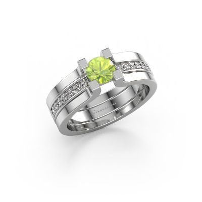 Engagement ring Myrthe 950 platinum peridot 5 mm