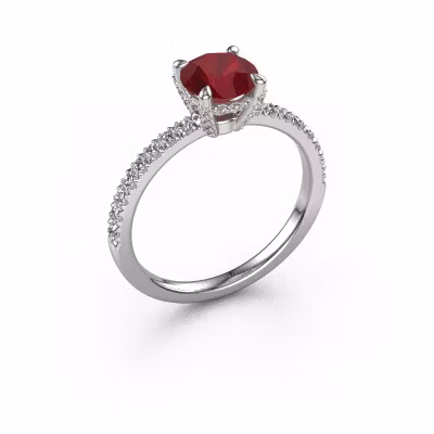 Engagement ring Saskia rnd 1 950 platinum ruby 6.5 mm