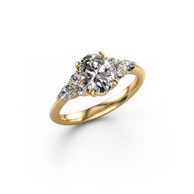 Engagement ring Melani OVL 585 gold zirconia 8x6 mm