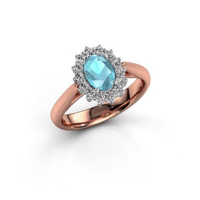 Engagement ring Margien 1 585 rose gold blue topaz 7x5 mm
