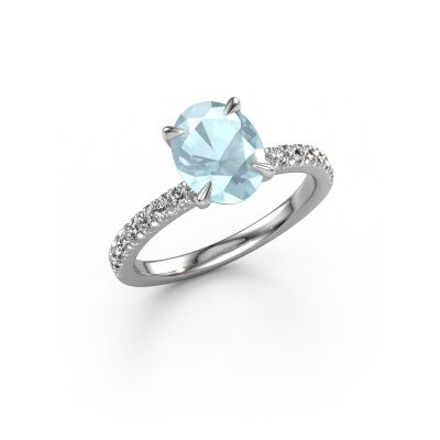 Engagement ring Crystal OVL 2 950 platinum aquamarine 9x7 mm