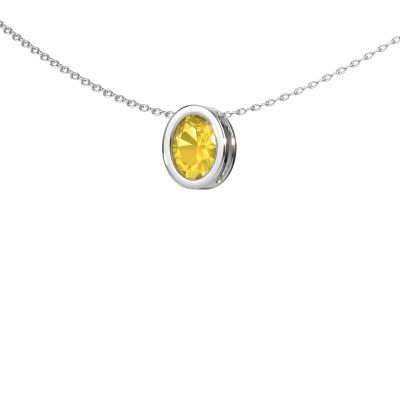 Pendant Lavon OVL 585 white gold yellow sapphire 7,5x5,5 mm