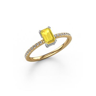Engagement ring Denita 2 EME 585 gold yellow sapphire 6x4 mm