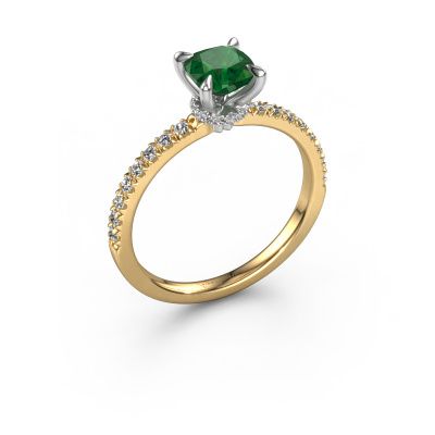 Engagement ring Crystal CUS 4 585 gold emerald 5.5 mm