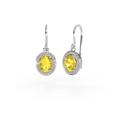 Pendants d'oreilles Latesha 950 platine saphir jaune 7x5 mm