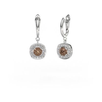 Pendants d'oreilles Marlotte 1 585 or blanc diamant brun 0.70 crt