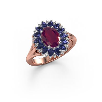Bague de fiançailles Lidia 585 or rose rhodolite 8x6 mm