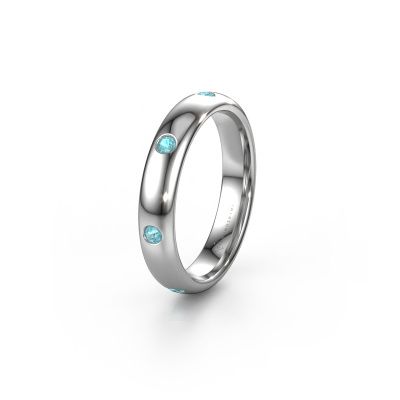 Wedding ring WH0105L34BP 585 white gold blue topaz ±4x2 mm