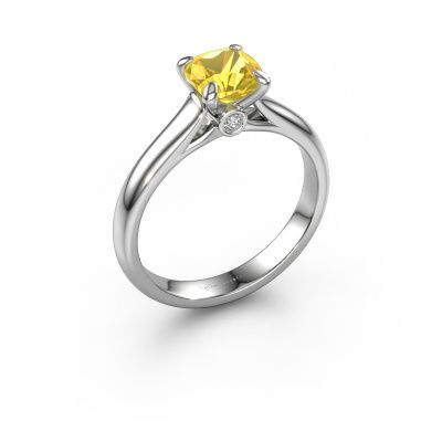 Engagement ring Valorie cus 1 950 platinum yellow sapphire 6 mm