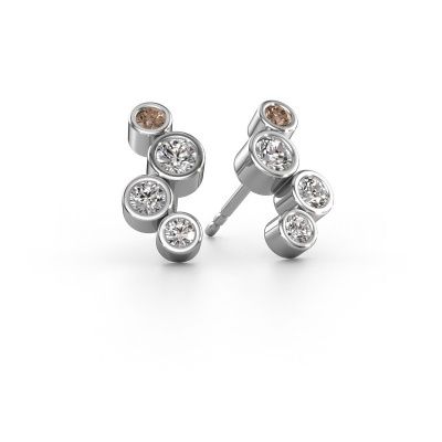 Clous d'oreilles Marlys 2 585 or blanc diamant brun 0.800 crt