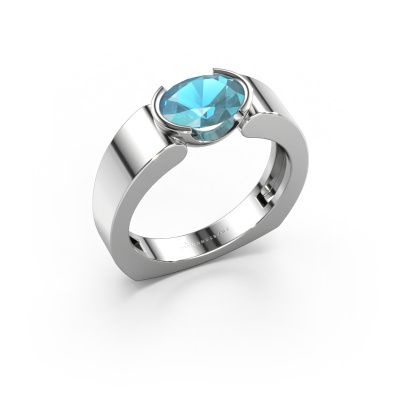 Ring Tonya 950 platinum blue topaz 8x6 mm