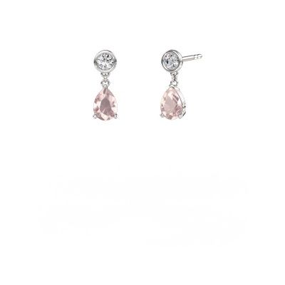 Drop earrings Lacey PER 585 white gold morganite champagne 7x5 mm