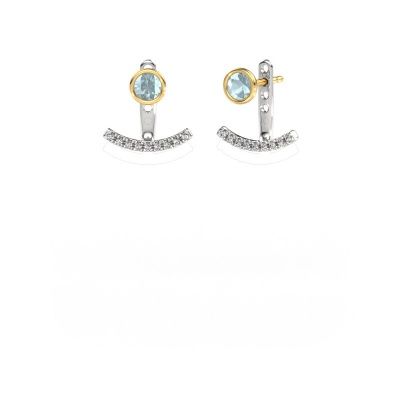 Boucles d'oreilles Rosetta 585 or blanc aigue-marine 4 mm