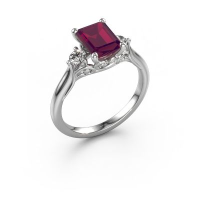 Engagement ring Laurian EME 950 platinum rhodolite 8x6 mm