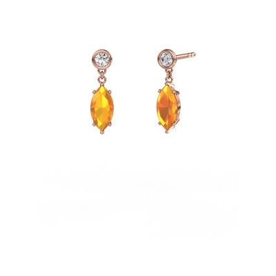 Pendants d'oreilles Lacey MRQ 585 or rose citrine 10x5 mm
