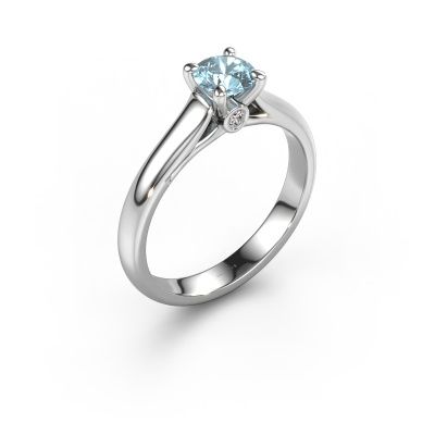 Engagement ring Valorie RND 1 585 white gold blue lab grown diamond 5 mm