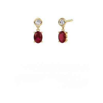 Pendants d'oreilles Lacey OVL 585 or jaune rubis 7x5 mm