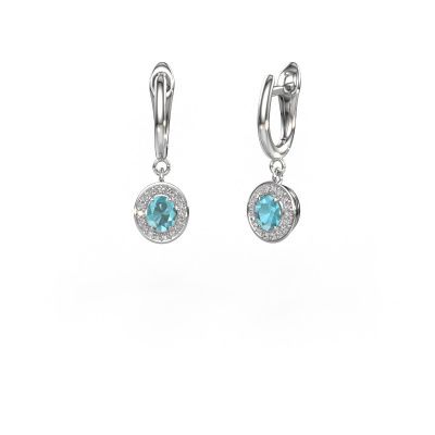 Drop earrings Nakita 950 platinum blue topaz 5x4 mm