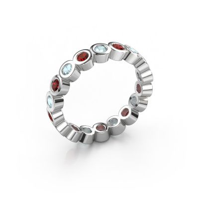 Stackable ring Edwina 2 585 white gold garnet 2.5 mm