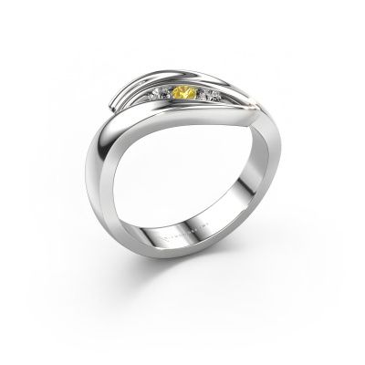 Ring Erin 585 Weißgold Gelb Saphir 2.4 mm
