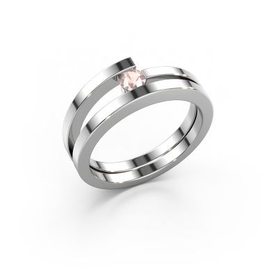 Ring Sandy 585 white gold morganite champagne 3.4 mm