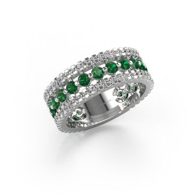 Ring Elizbeth 2 585 white gold emerald 2.4 mm