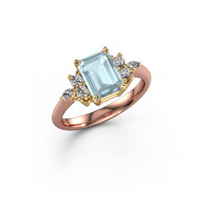 Ring Sade 585 rose gold aquamarine 8x6 mm