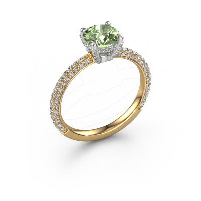 Engagement ring Saskia RND 2 585 gold green lab grown diamond 7 mm