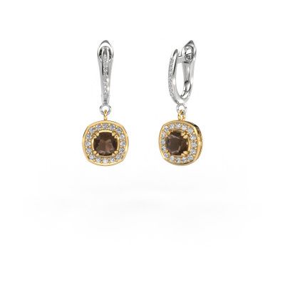 Drop earrings Marlotte 2 585 gold smokey quartz 5 mm