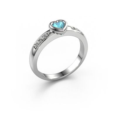 Engagement ring Lieke Heart 585 white gold blue topaz 4 mm