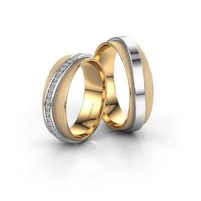 Wedding rings set WH2126LM ±0.24x0.07 in 14 Carat gold diamond 0.328 crt