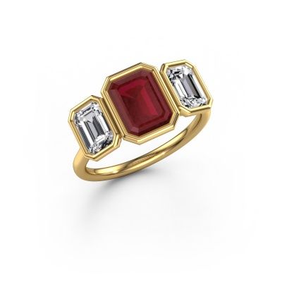 Bague de fiançailles Lavon 3 EME 585 or jaune rubis 8x6 mm