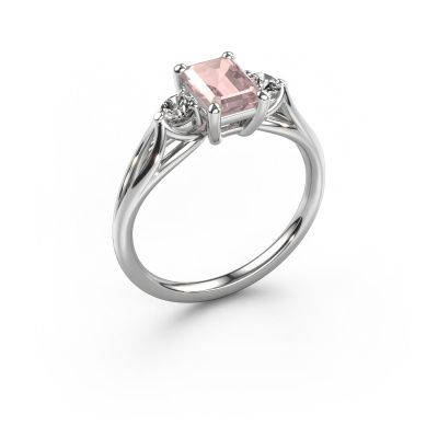Engagement ring Amie EME 585 white gold morganite champagne 7x5 mm